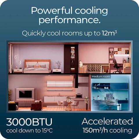 Avalla S-50 4-in-1 quiet air conditioner & 7L dehumidifier combo - for medium rooms