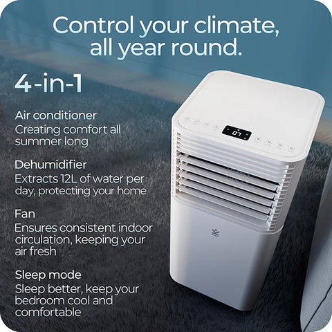 Avalla S-80 4-in-1 portable air conditioner & 12L dehumidifier combo - for single rooms